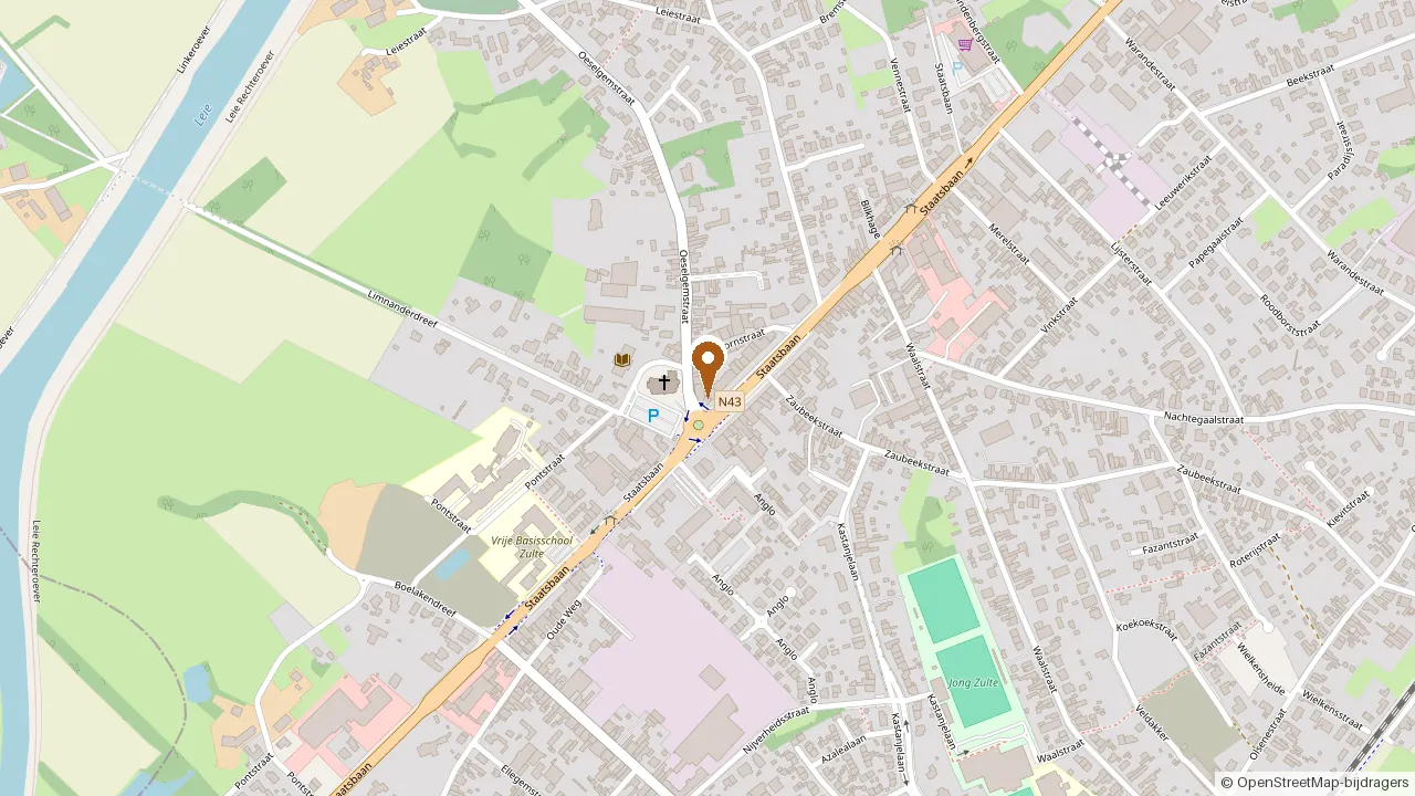 Kaart met de locatie van Staatsbaan 138, 9870 Zulte